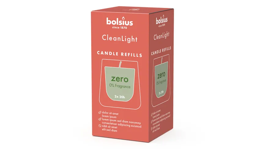 bolsius Cleanlight Duftnachfüller 2er Pack - ohne Duft Weiß
