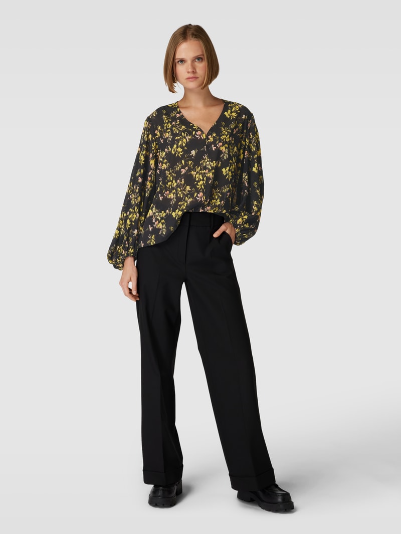 Bluse mit floralem Allover-Muster Modell 'Carmelara' in schwarz