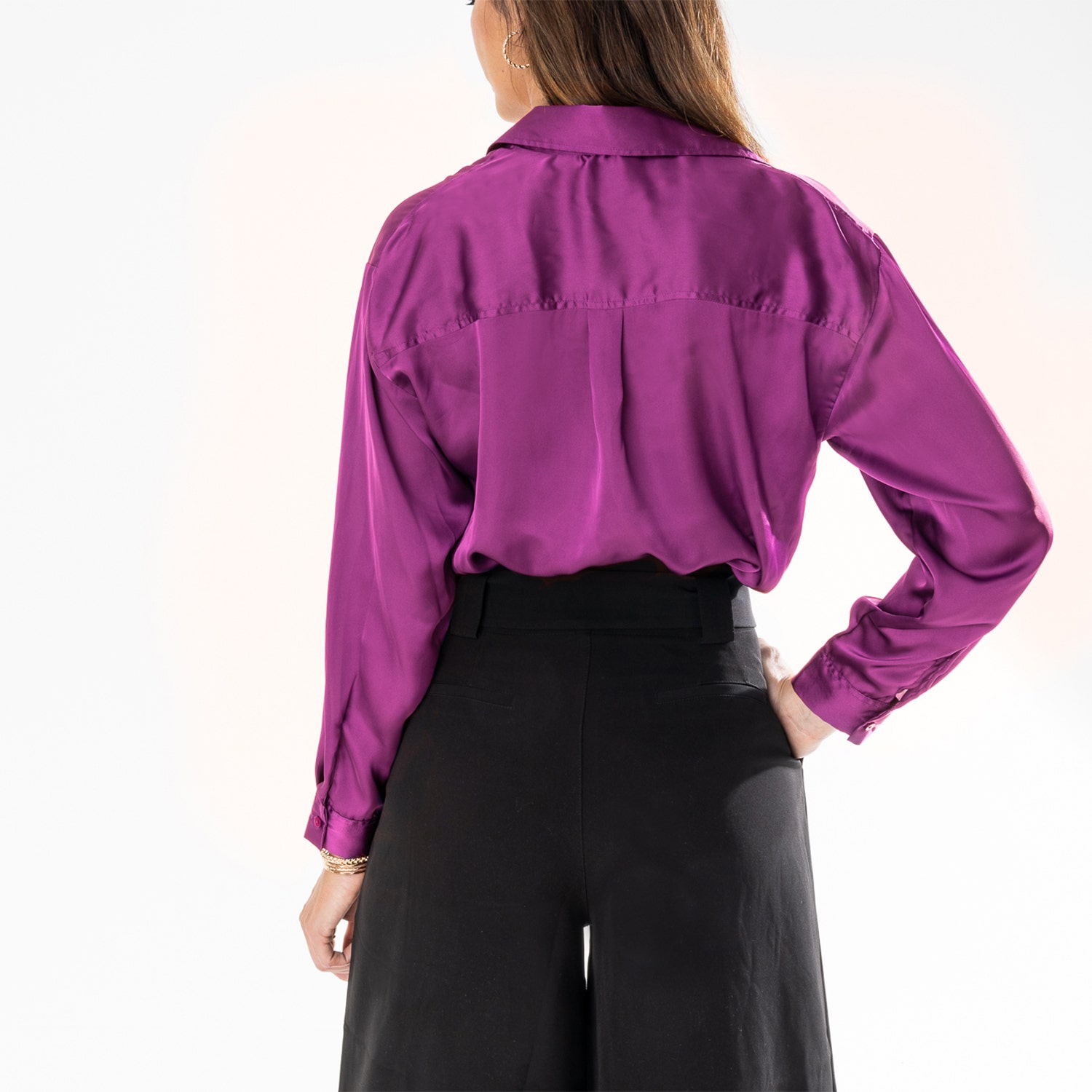 Chemise TEXTO fuchsia satiné