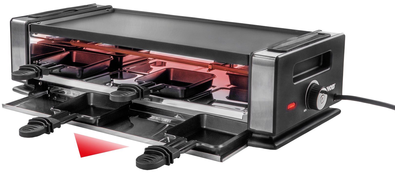 Unold Raclette 48730 Finesse Basic, 8 Raclettepfännchen, 1200 W
