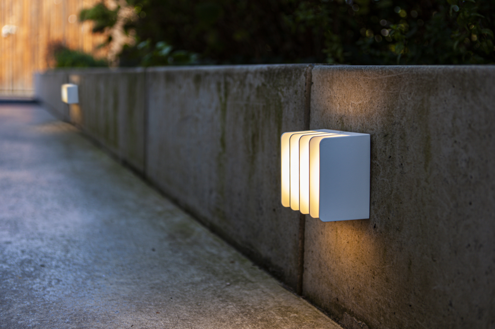 LED Außenwandleuchte Gridy weiß