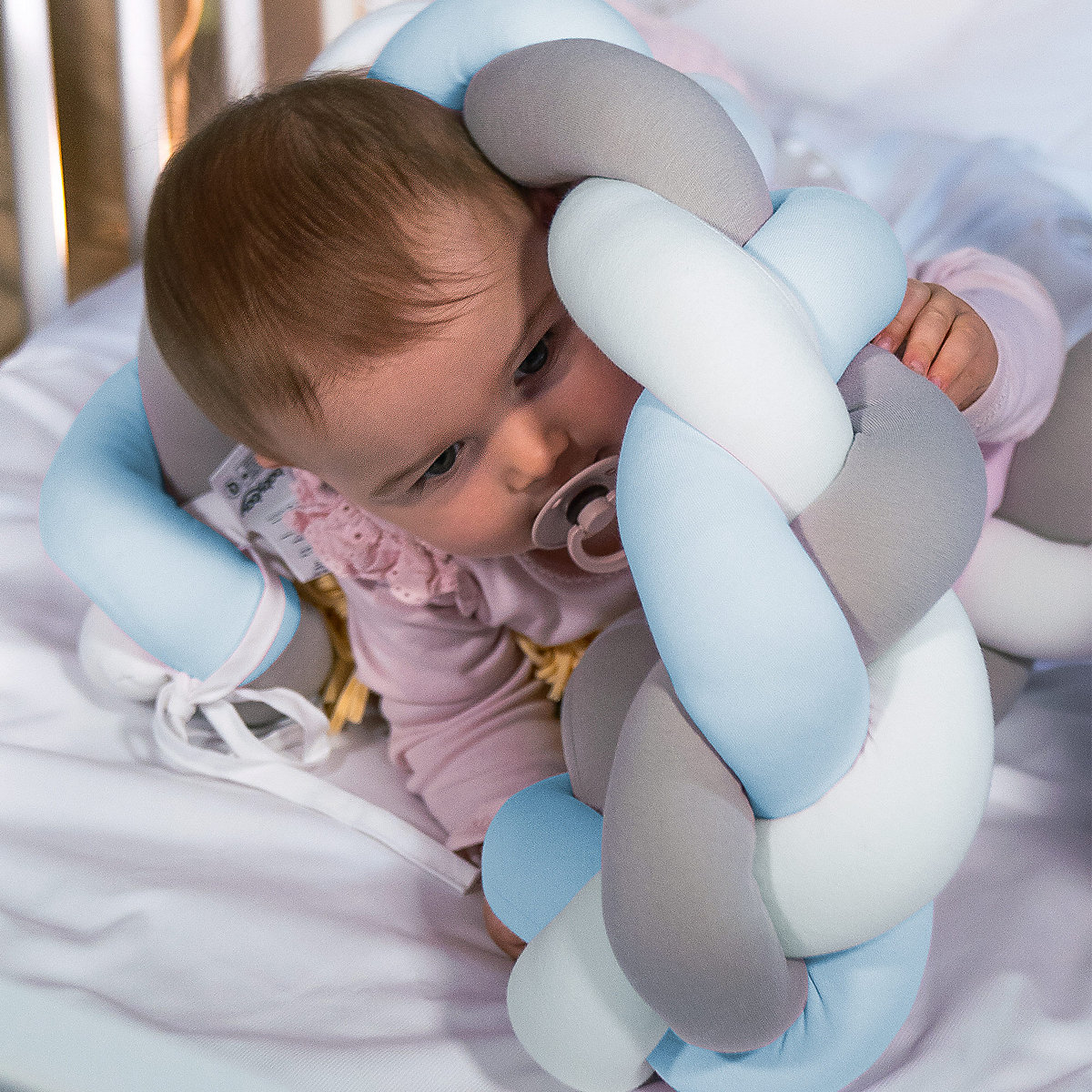 Nestchenschlange babybay, geflochten, aqua, 200 cm