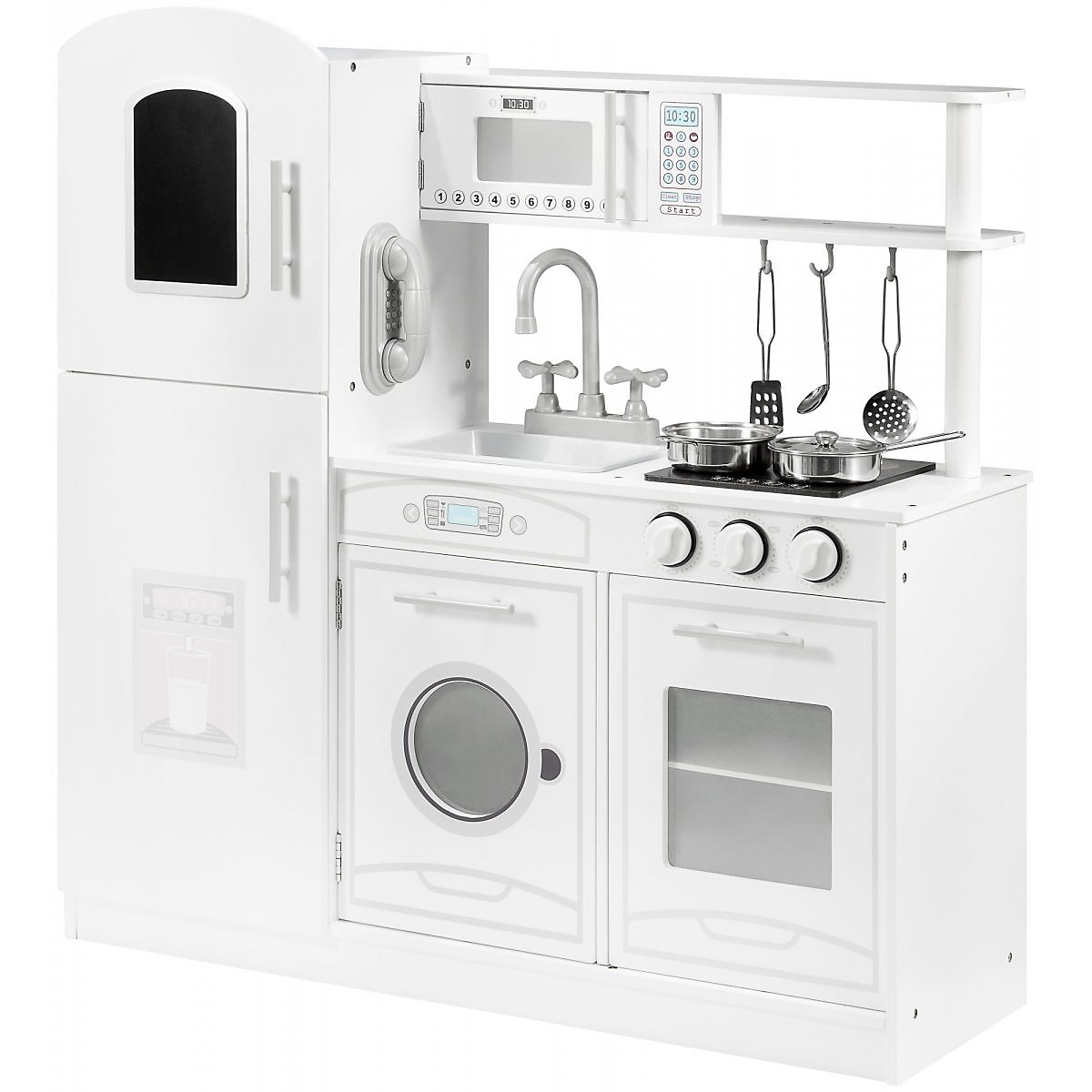 XXL Spielküche Schürze, Herdplatten, Kühlschrank, Backofen, Waschmaschine im Retrostil