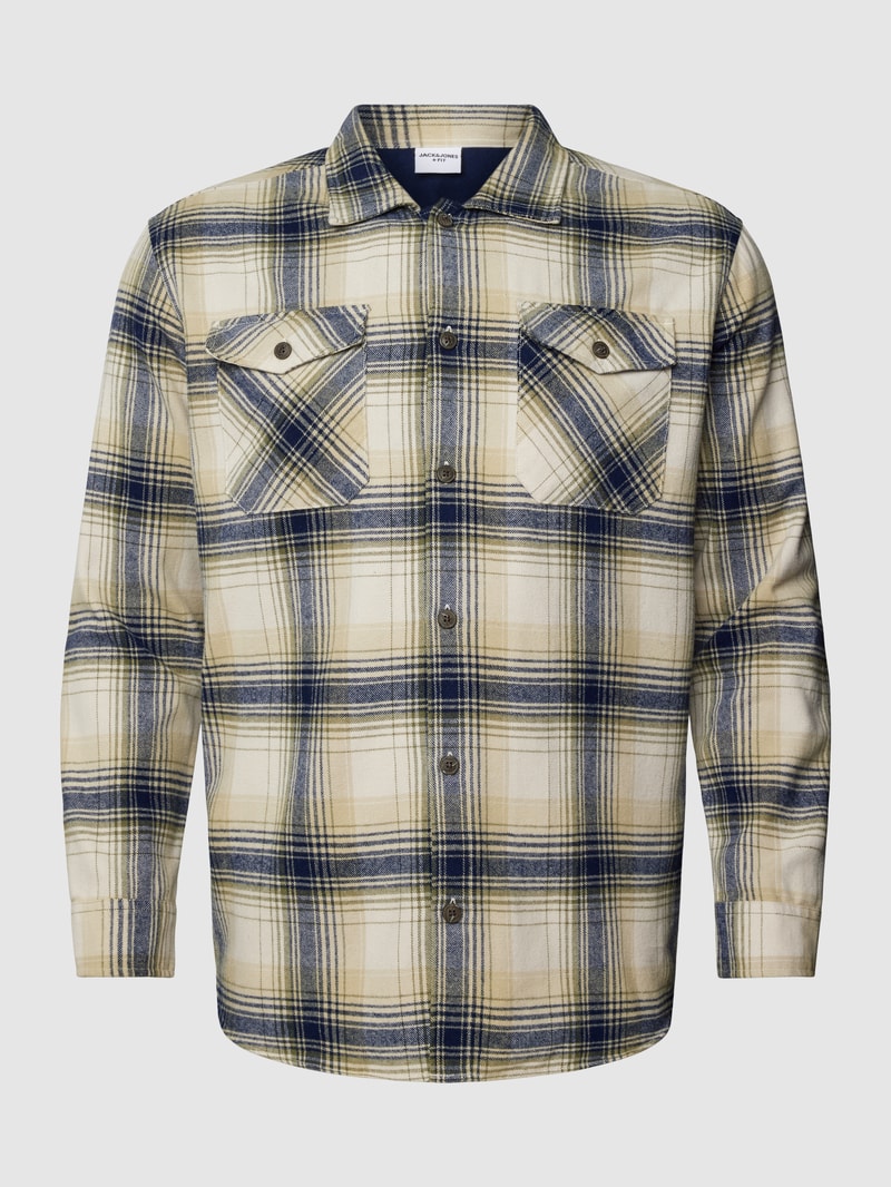PLUS SIZE Overshirt mit Brusttaschen Modell 'EDDIE' in beige