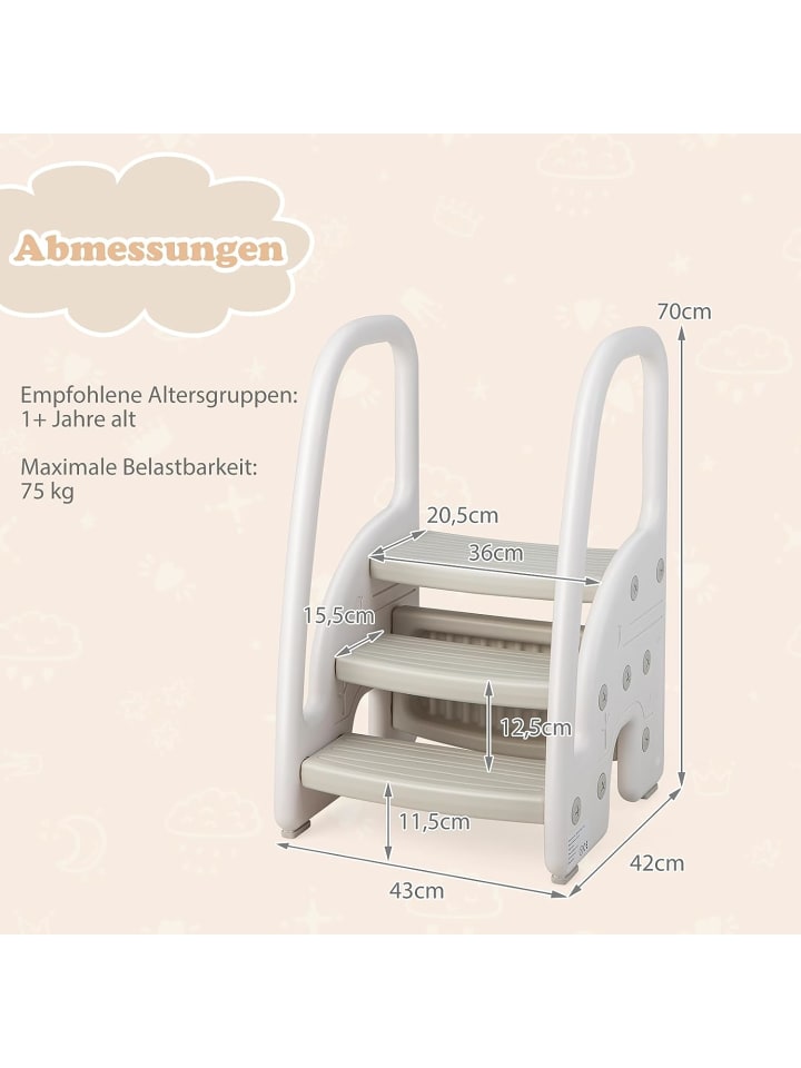 COSTWAY 3 stufig Tritthocker ab 1 Jahre in Grau günstig kaufen 42 x 42 cm
