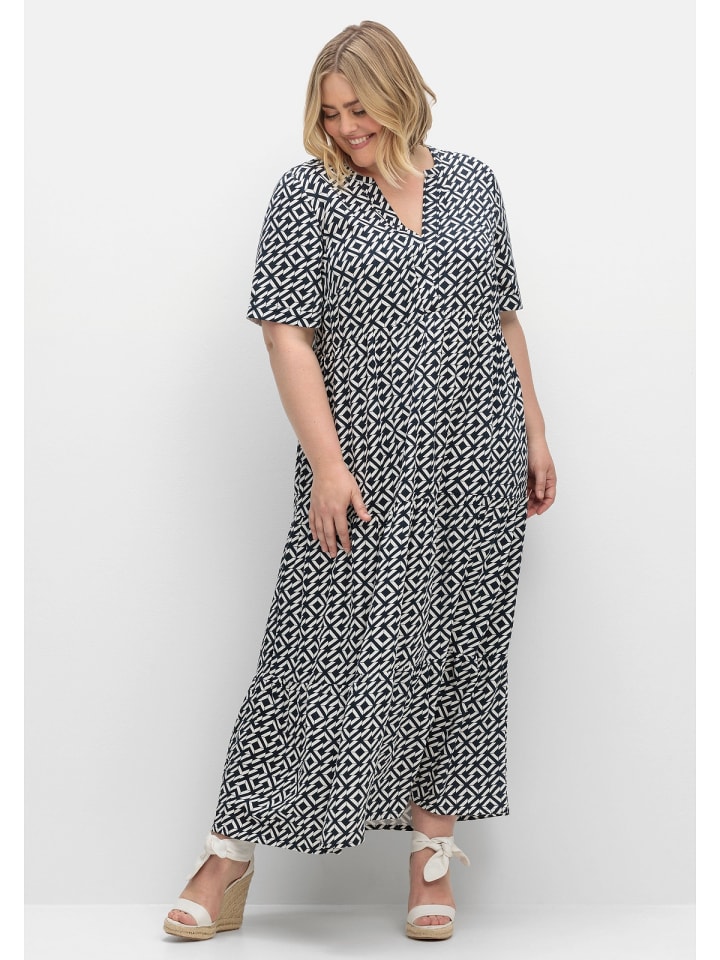 sheego Maxikleid in offwhite gemustert günstig kaufen