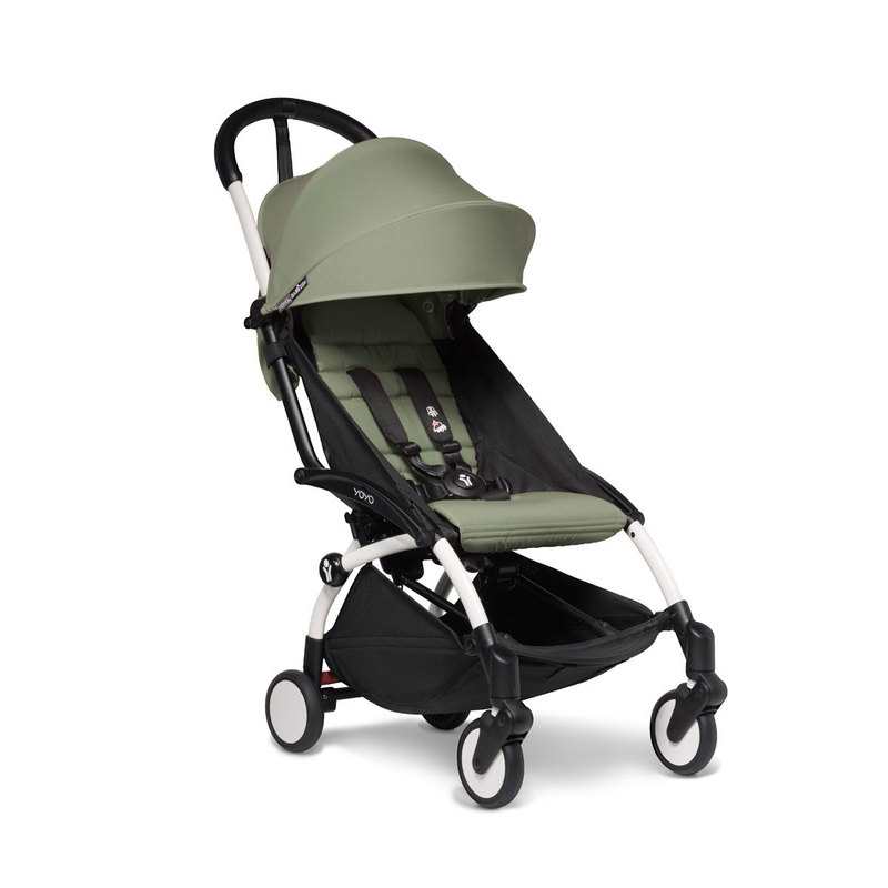 Poussette Yoyo2 4 roues châssis blanc assise 6+ olive Babyzen
