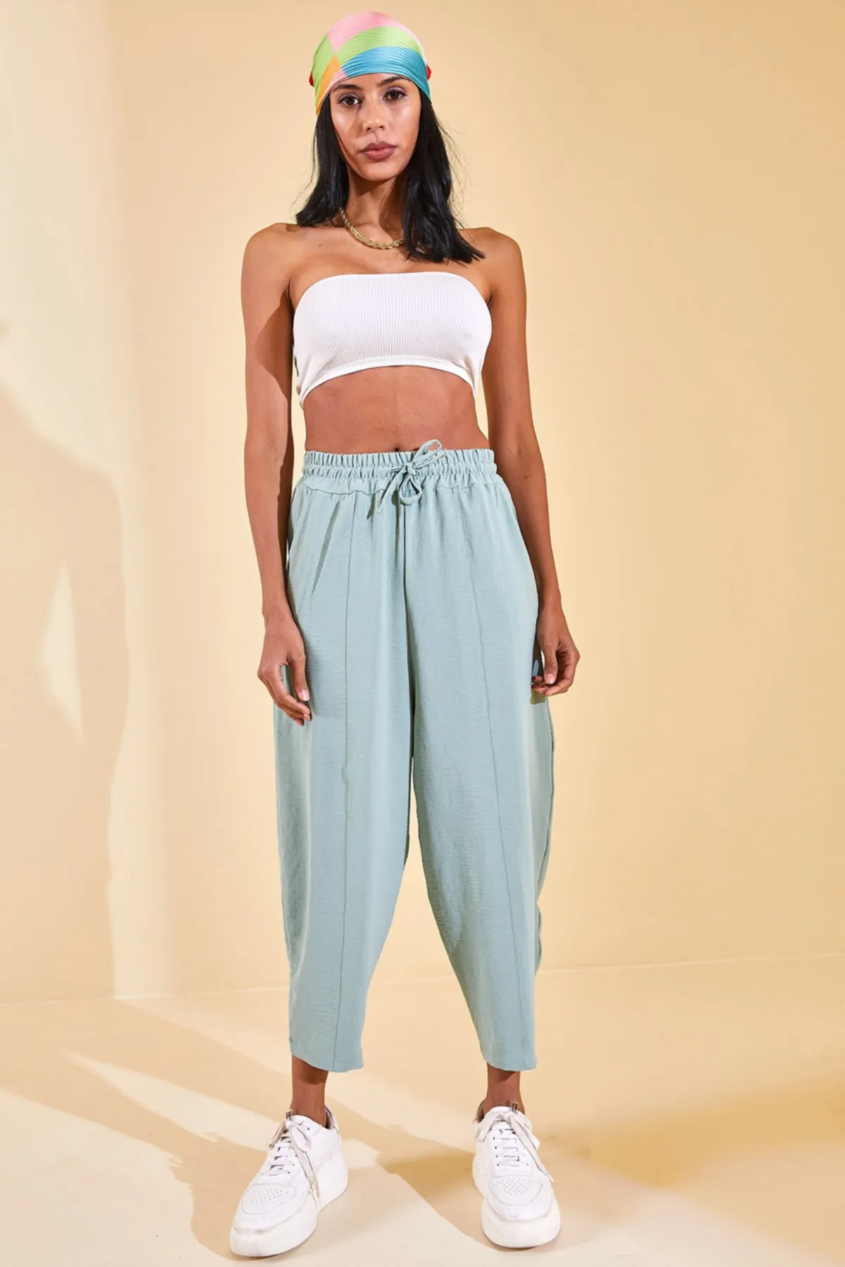 XHAN  Mintgrüne Slouchly-Hose mit elastischem Bund für Damen 2YZK5-12595-58