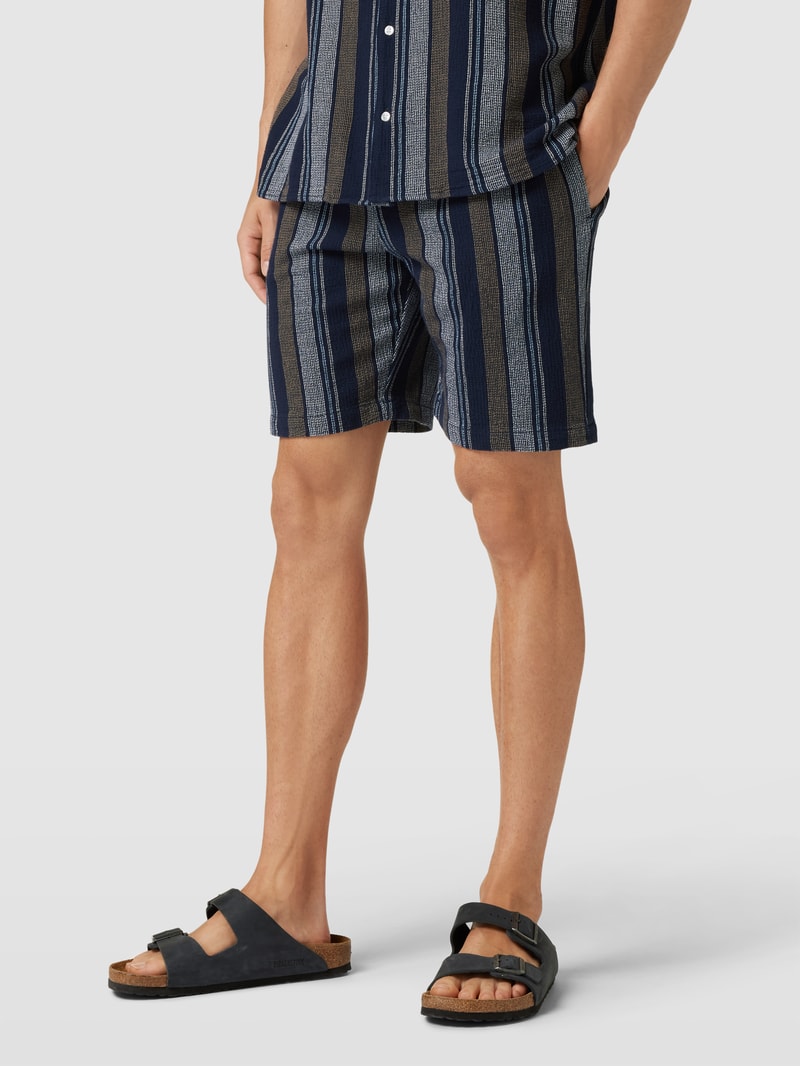 Shorts aus Baumwolle mit Streifenmuster in marineblau