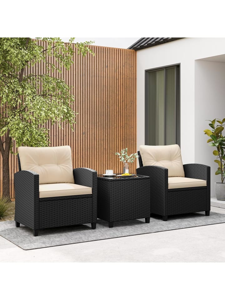 COSTWAY 3 tlg. Rattan Gartenmöbel Set in Hellbraun günstig kaufen onesize