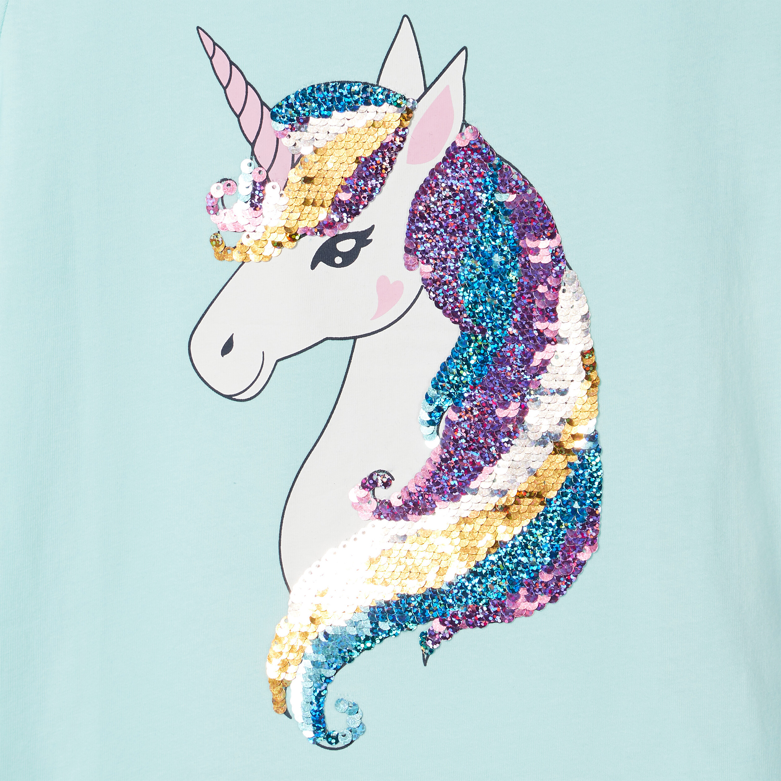 T-shirt à sequins manches courtes bleu clair fille | La Halle