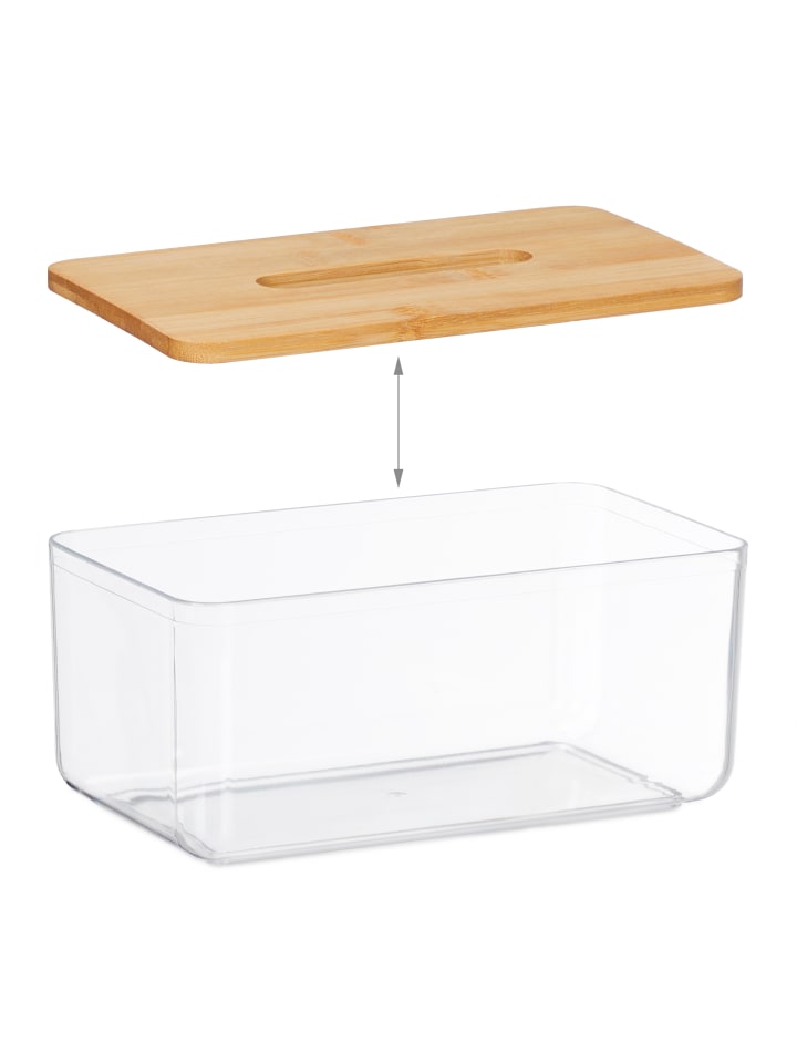 relaxdays Tücherbox in Transparent/ Natur- (B)23,5 x (H)10 x (T)13 cm günstig kaufen onesize