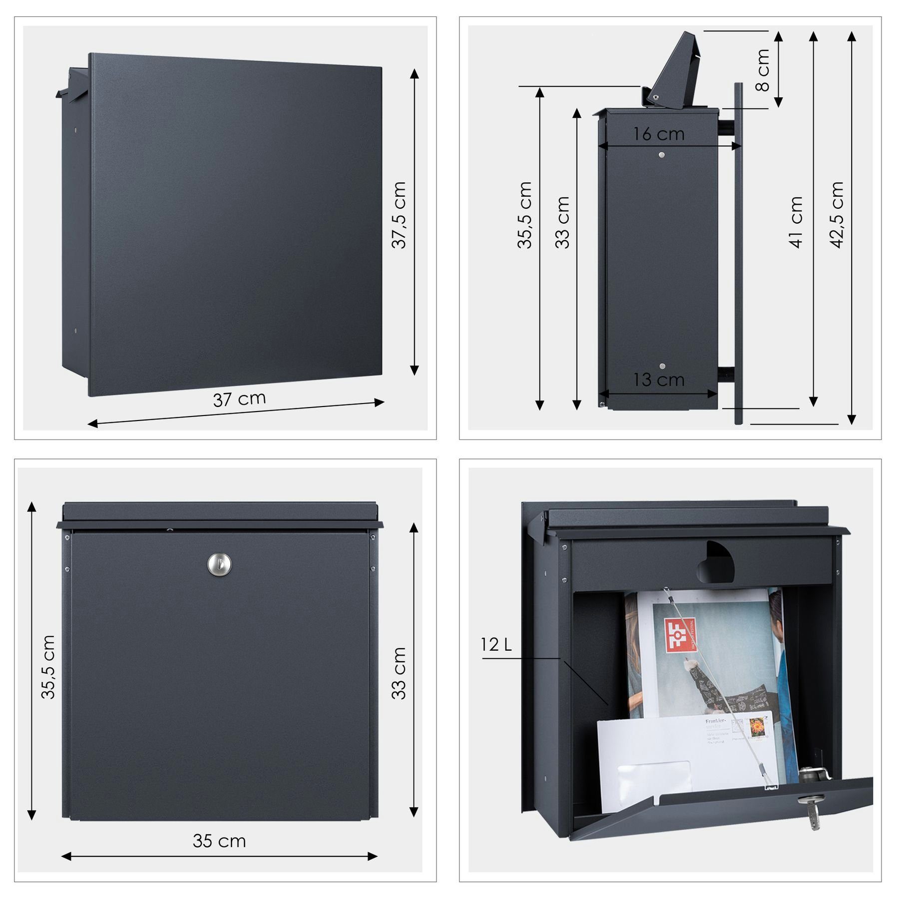 MOCAVI Briefkasten MOCAVI ZBox 111 Zaunbriefkasten anthrazit RAL 7016