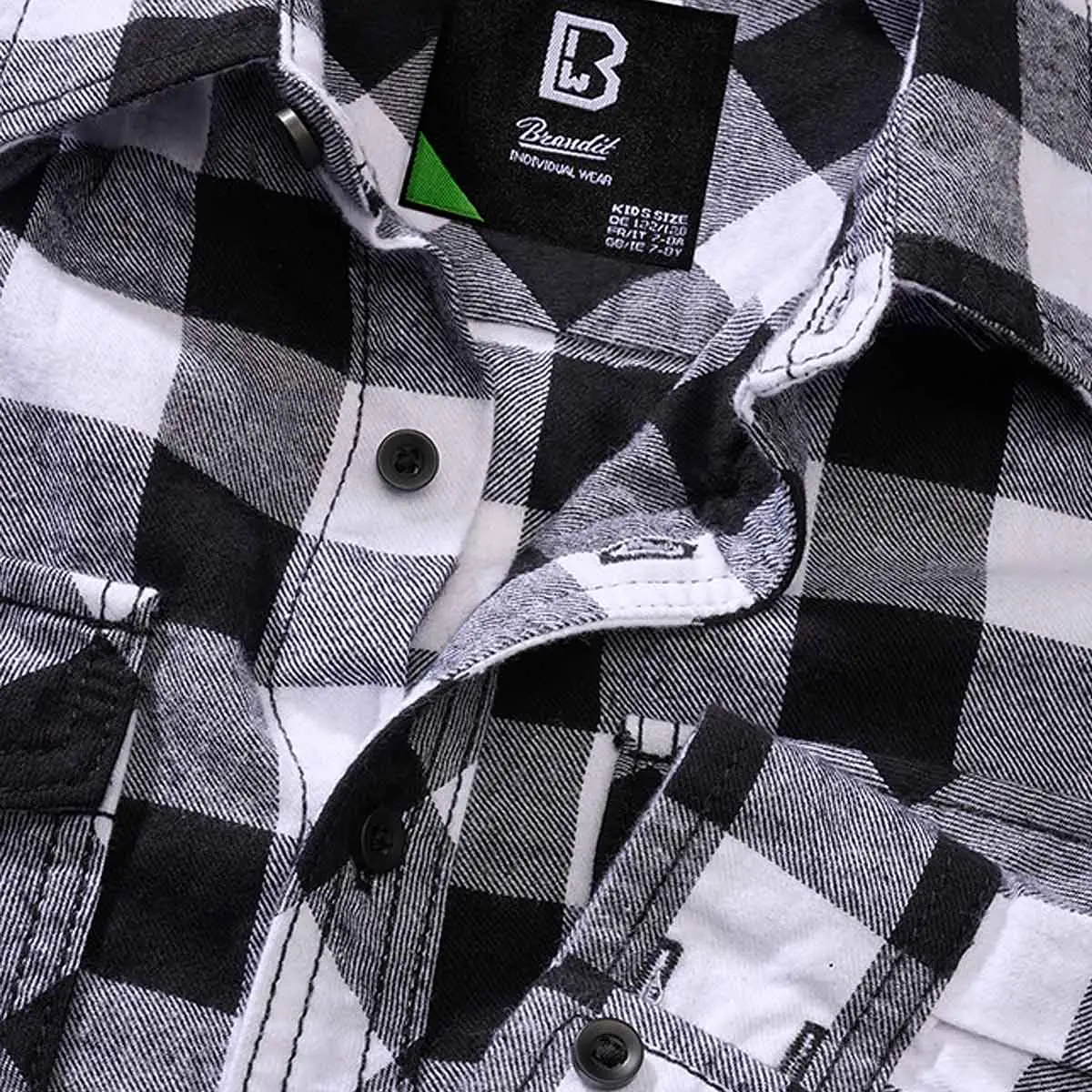 Kinder Checkshirt weiß-schwarz