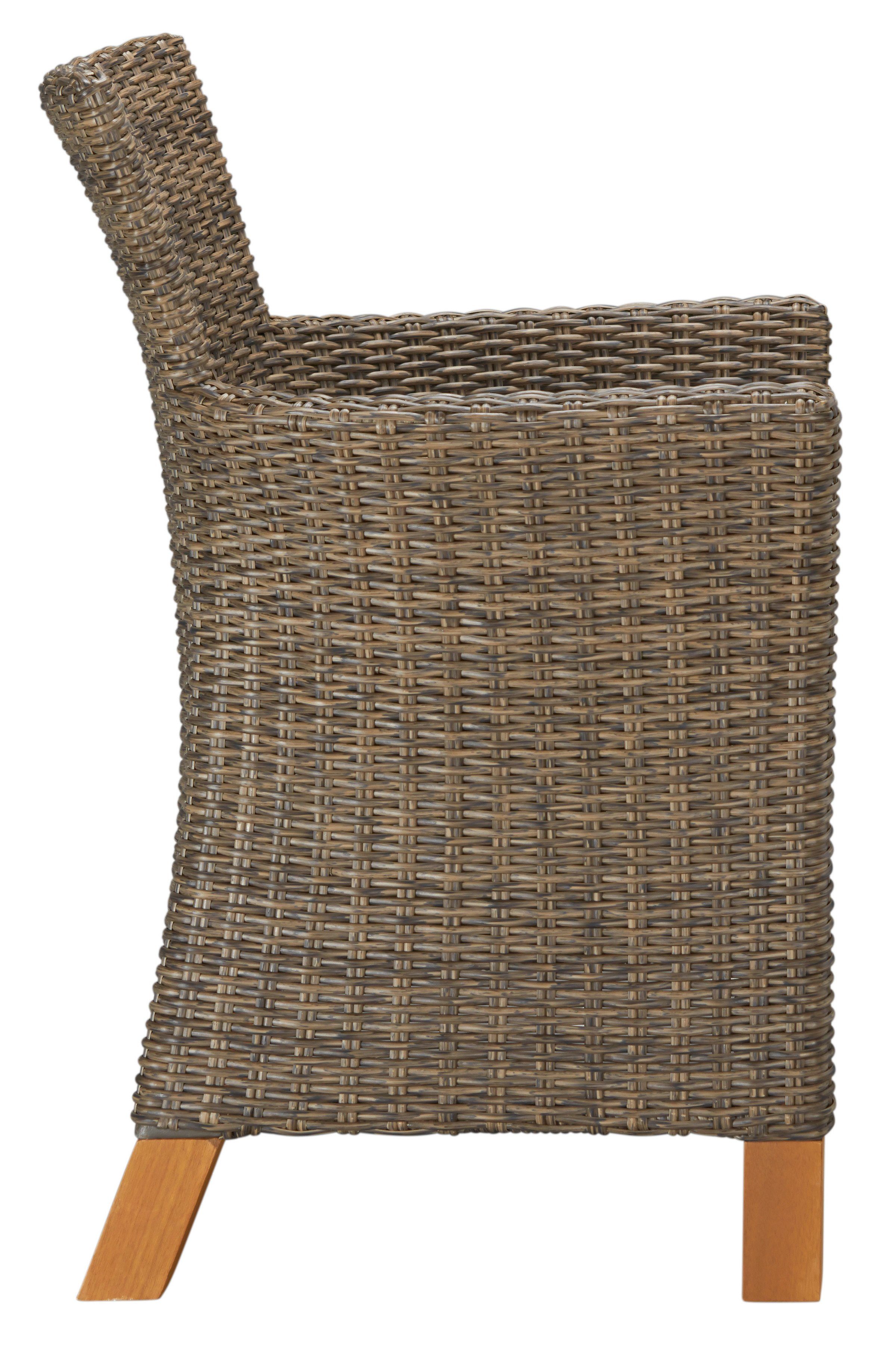 MERXX Garten-Essgruppe Toskana, (13-tlg), 6 Sessel, Tisch 185x90cm, Polyrattan/Akazie