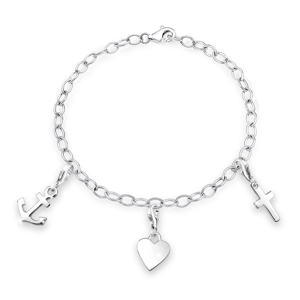 Elli Elli Bracelet Anker Herz Kreuz 925 Sterling Silber Bracelet