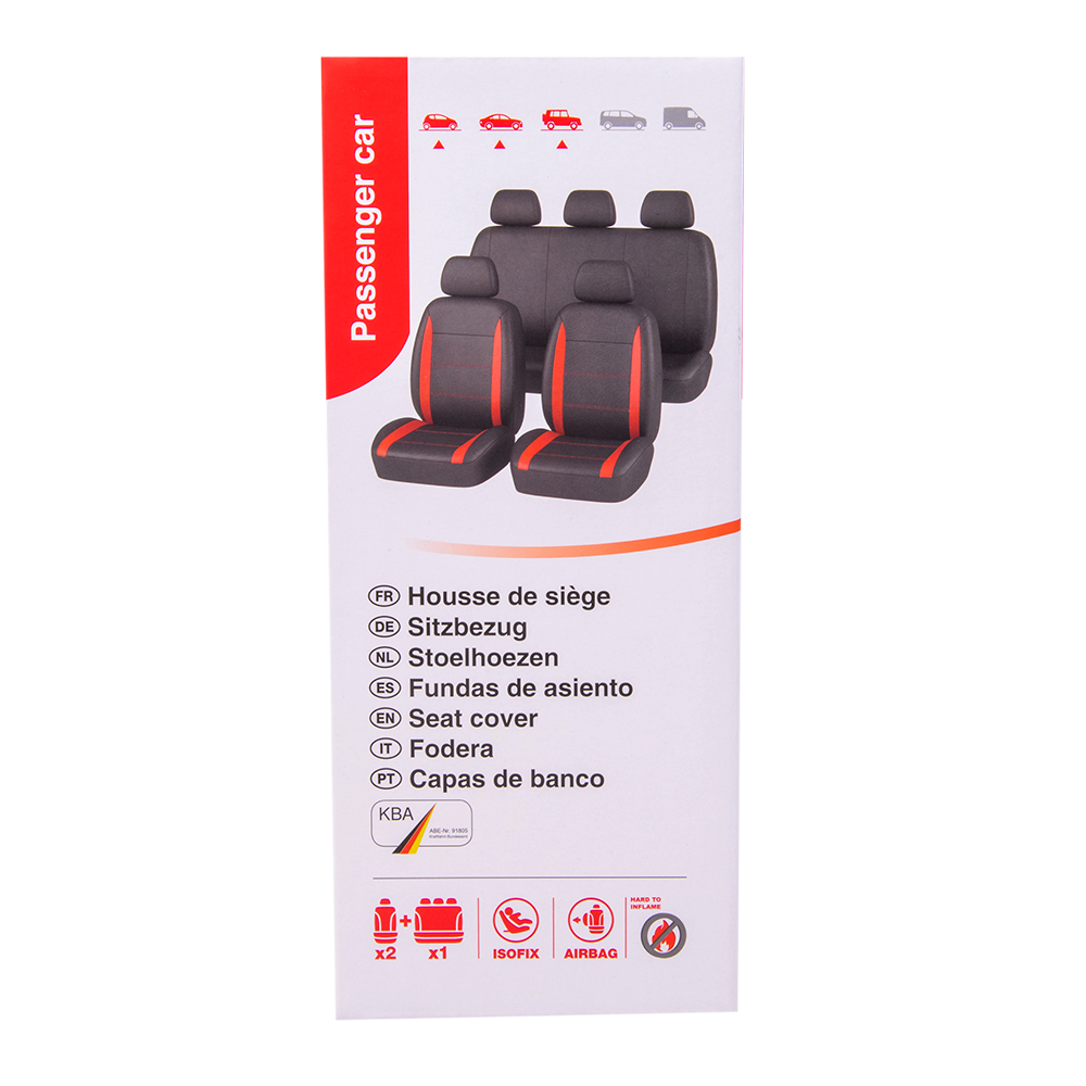 Universal-Sitzbezug-Set schwarz-rot, 9-teilig - ATU