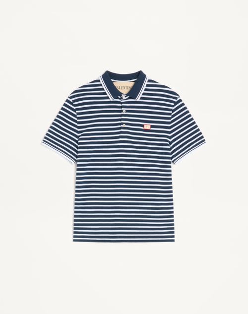 Camisa polo Valentino em algodão piqué com patch VLogo.
