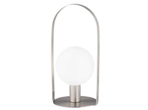 WOFI LED Tischleuchte, LED wechselbar, warmweiß, große Bauhaus Designer-lampe Glas-kugel Lampenschirm Weiß Höhe: 39,5cm