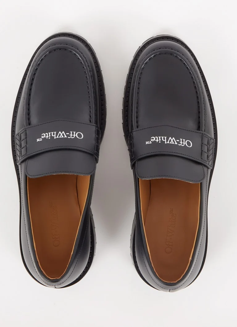 Off-White leather combat loafer with logo