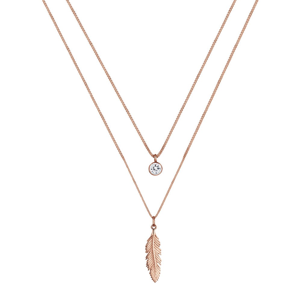 Elli Elli Collier Femmes Plume Boho avec Cristal en Argent Sterling 925 collier