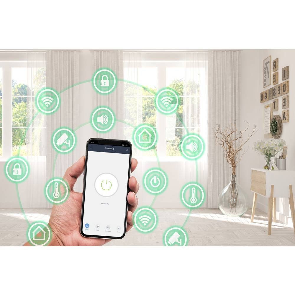 Sygonix Wi-Fi Smart-Home-Steckdose mit Smart-Home-Steuerelement, mit Messfunktion