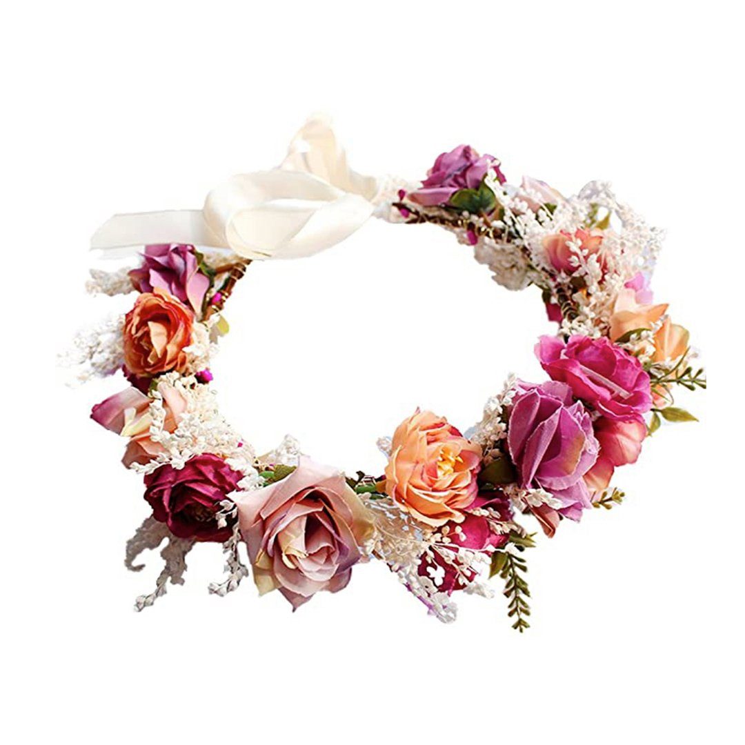 SOTOR Haarband Hochzeit Blumenkranz Krone,Rose Blumenkopf tragen,Photo Requisiten., 1-tlg.