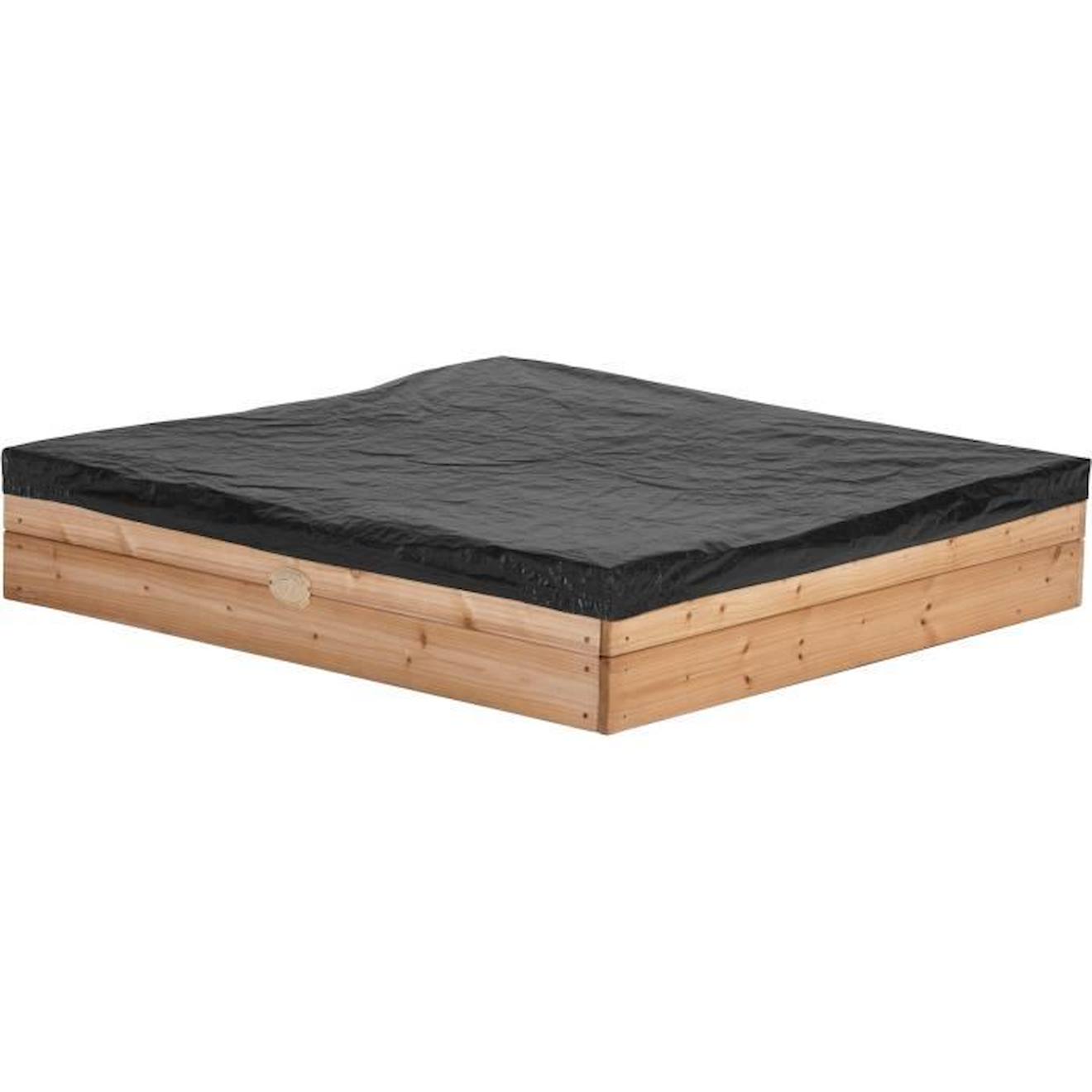 AXI Amy Bac à Sable Enfant | Bac à Sable pour Enfants en Bois avec Banc, bâche & Rangements | marron / vert | 115 x 115 cm marron