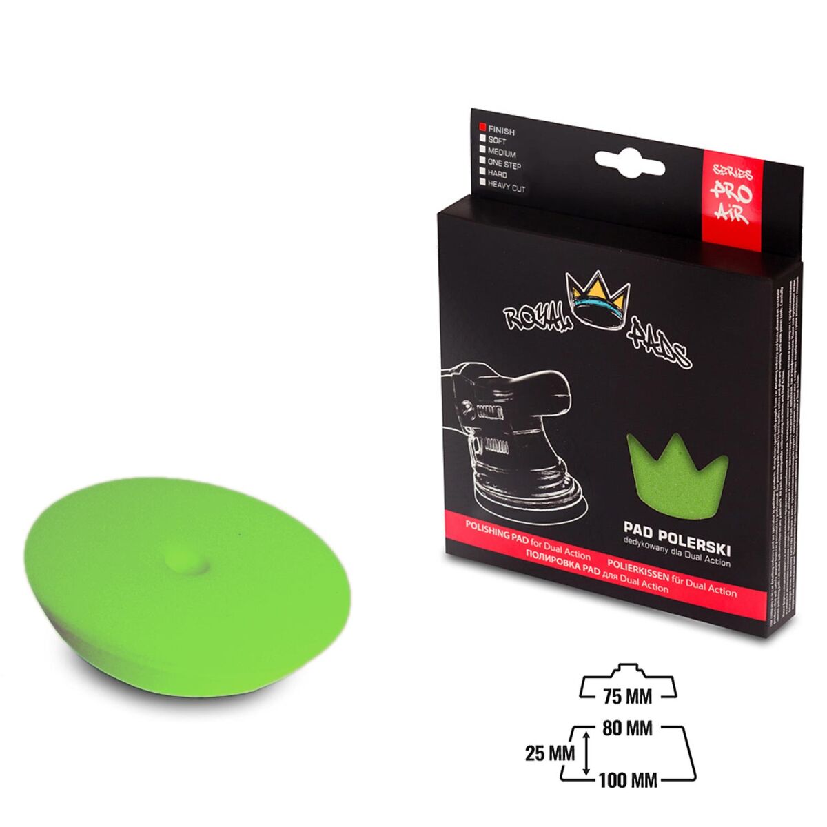 Royal Pads AIR Finish Schaum-Polierpad 80mm grün