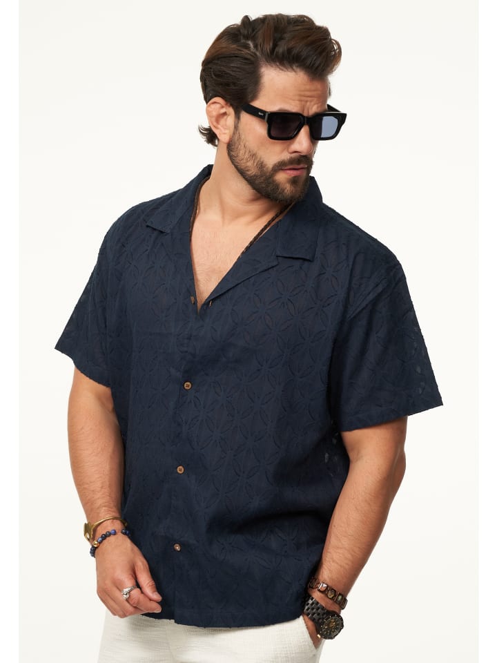 SOULSTAR Kurzarmhemd - im Vintage Summer-Look Kurzarm Strick Polo-Hemd T-Shirt in Navy günstig kaufen