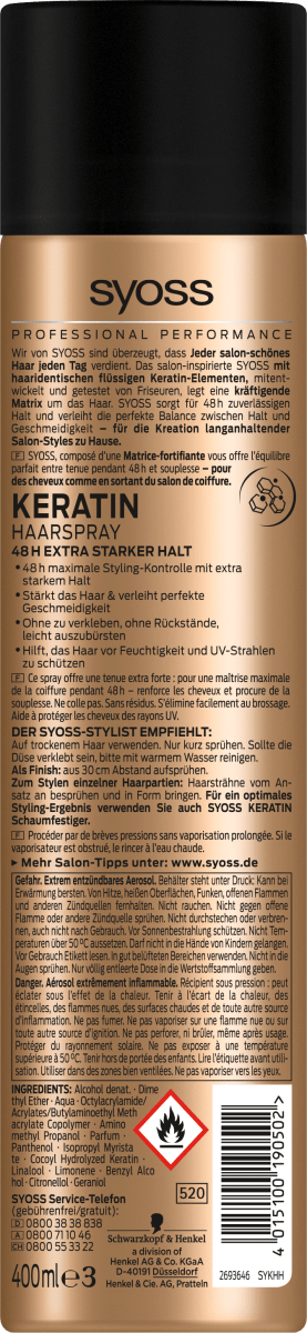 Haarspray Keratin, 400 ml