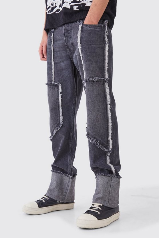 Lockere Jeans mit ausgefranstem Saum