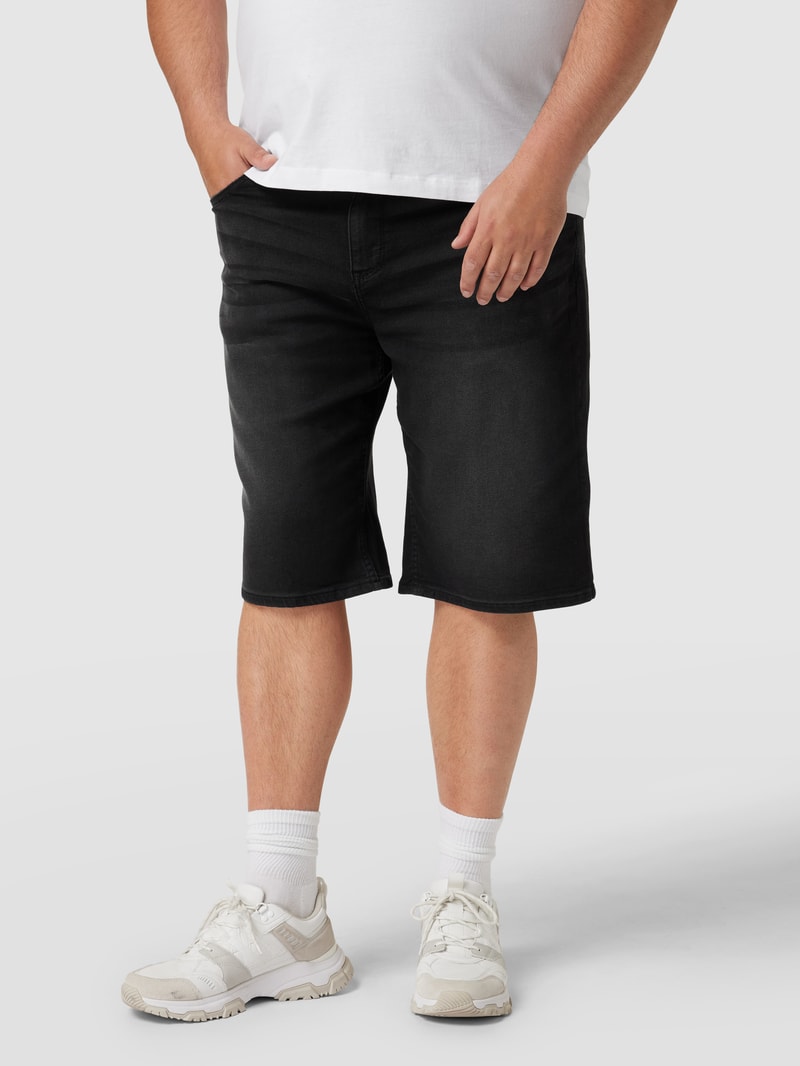 PLUS SIZE Straight Fit Jeansshorts im Used-Look in anthrazit