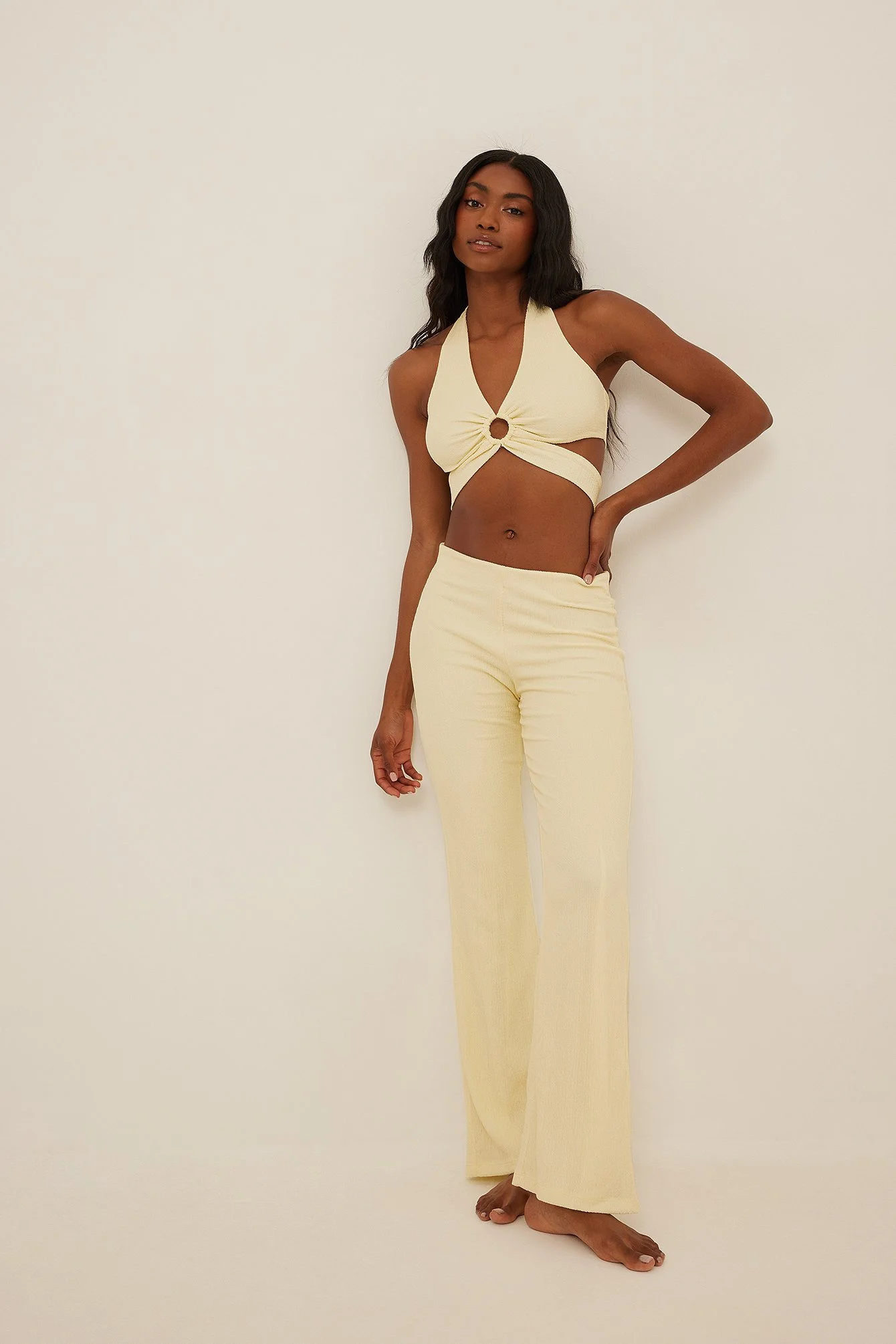 Tie Detail Structured Halterneck Singlet