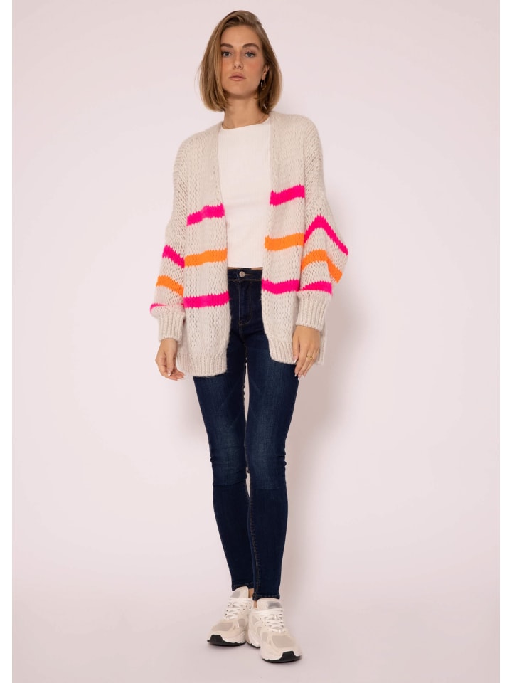 SASSYCLASSY Oversize Strick-Cardigan in Offwhite, Pink günstig kaufen