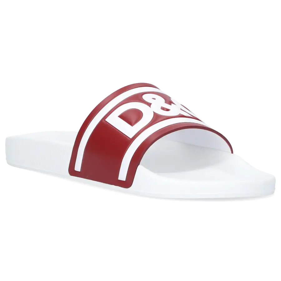 Dolce & Gabbana - Sandalen Gummi Kalbsleder Logo bordeaux weiß - weiß