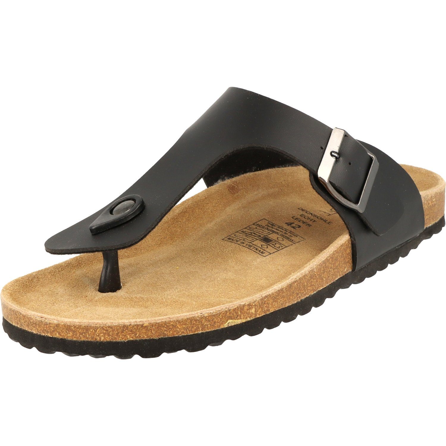 SUPERSOFT 174-066 Herren Pantolette Sandalen Hausschuhe Lederfußbett Zehentrenner