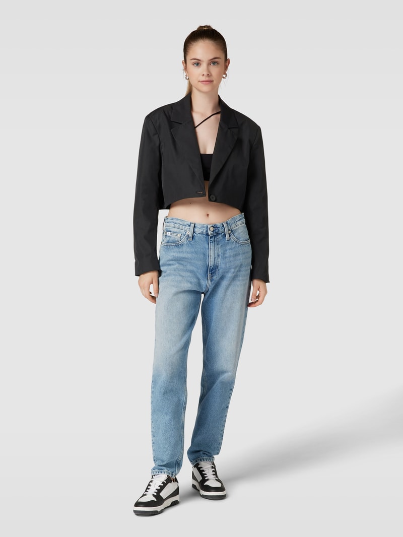 Crop Blazer mit Reverskragen in black