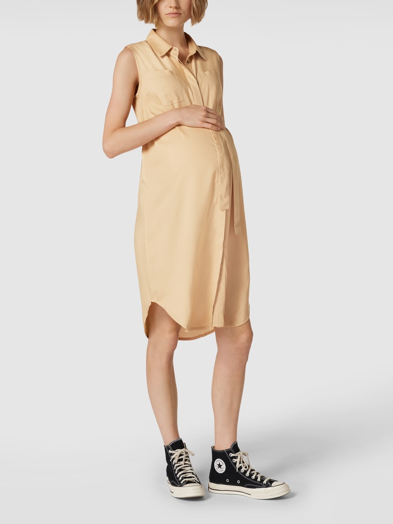 Knielanges Umstands-Hemdblusenkleid Modell 'LIA' in sand