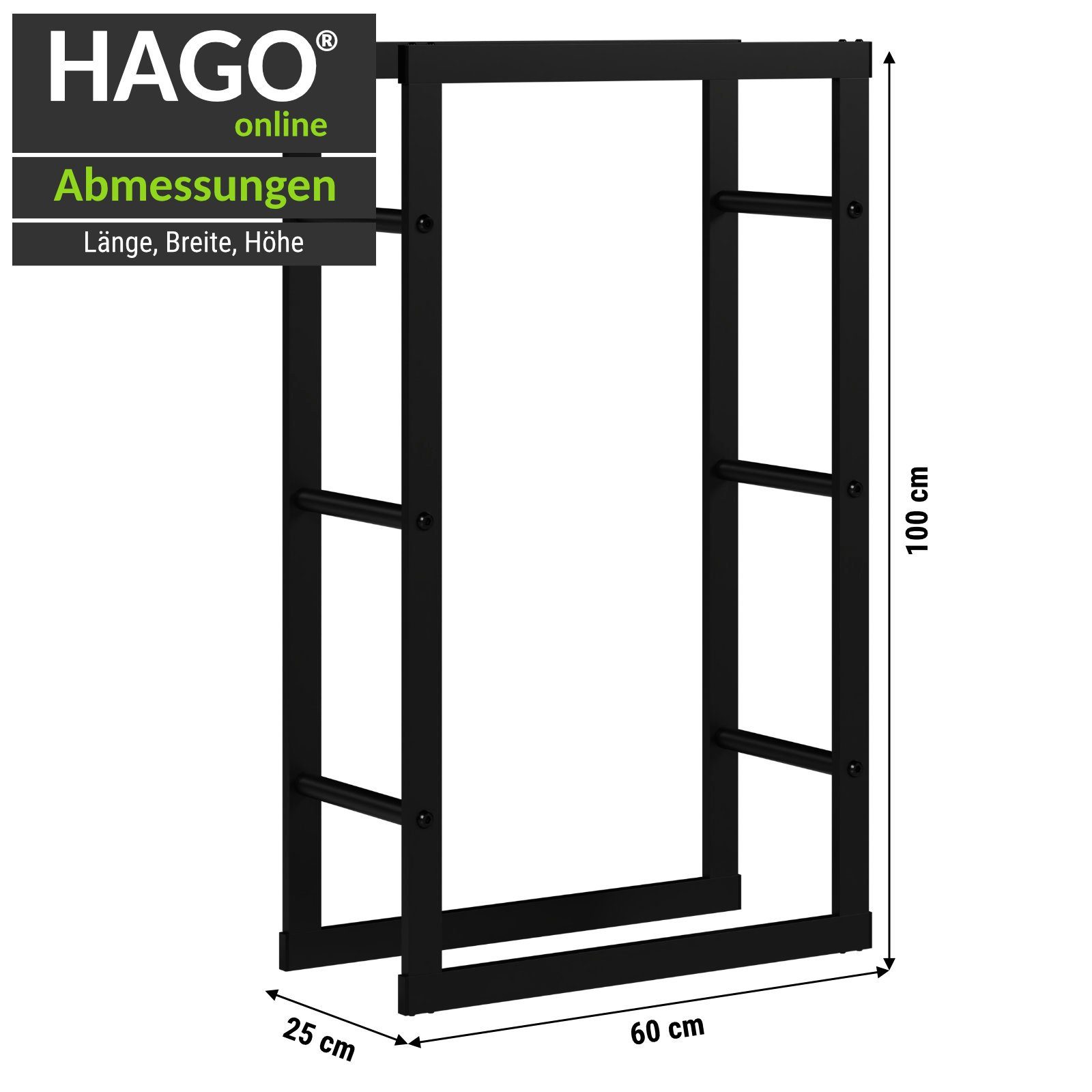 HAGO Kaminholzregal Kaminholzregal 60x100x25cm Feuerholzregal Brennholz Ständer Ablage
