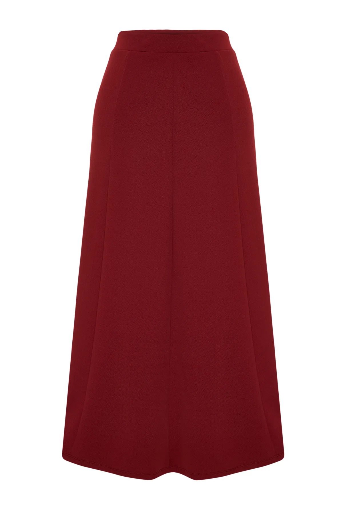 Trendyol Collection  Weinroter ausgestellter Maxi-Strickrock mit Stretch TWOSS24ET00156