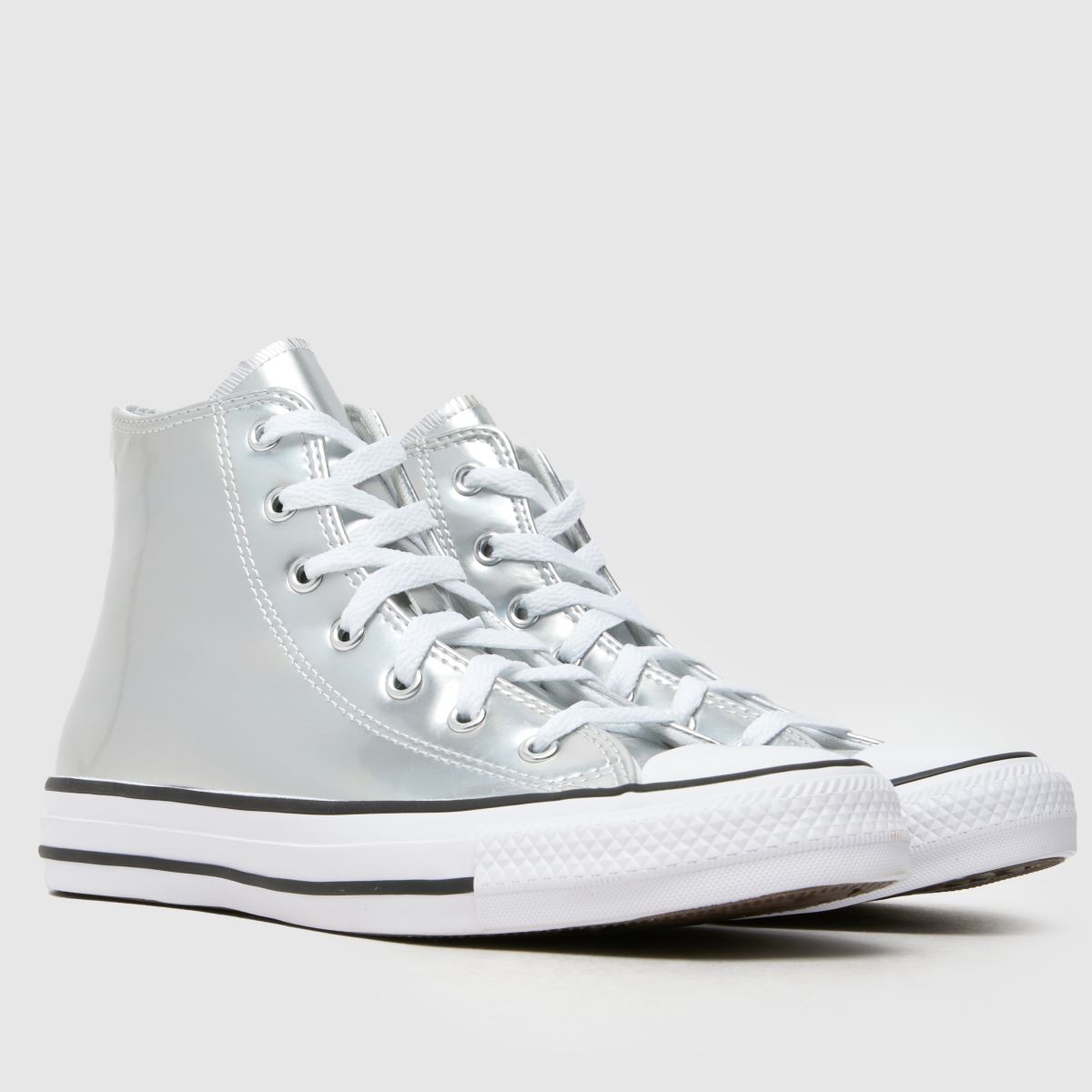 Converse silverfärgade CTA Hi-skor för ungdomar