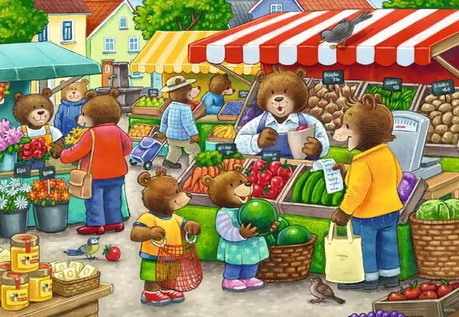 Kinderpuzzle ab 3 Jahren - Komm, wir gehen einkaufen - 12 Teile