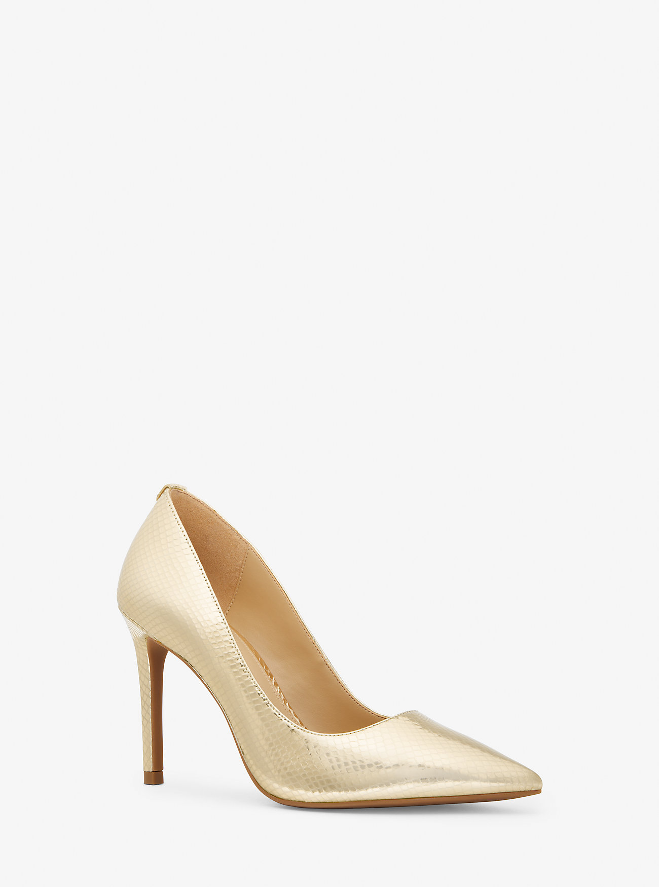 Alina Flex Metallic Slangepreget Lærpumps - BLEKEGYLL