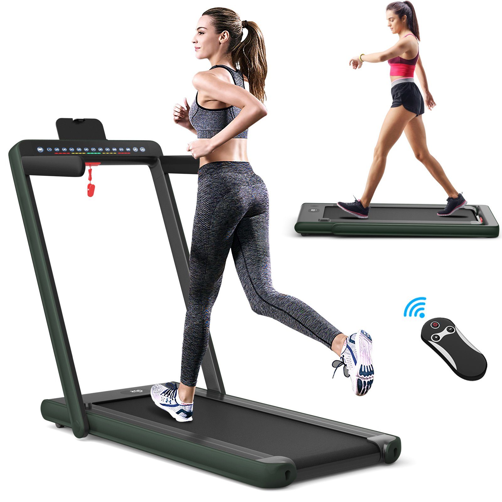 COSTWAY Laufband 2 in 1 klappbar Heimtrainer, LED, mit APP, 1 - 12 km/h