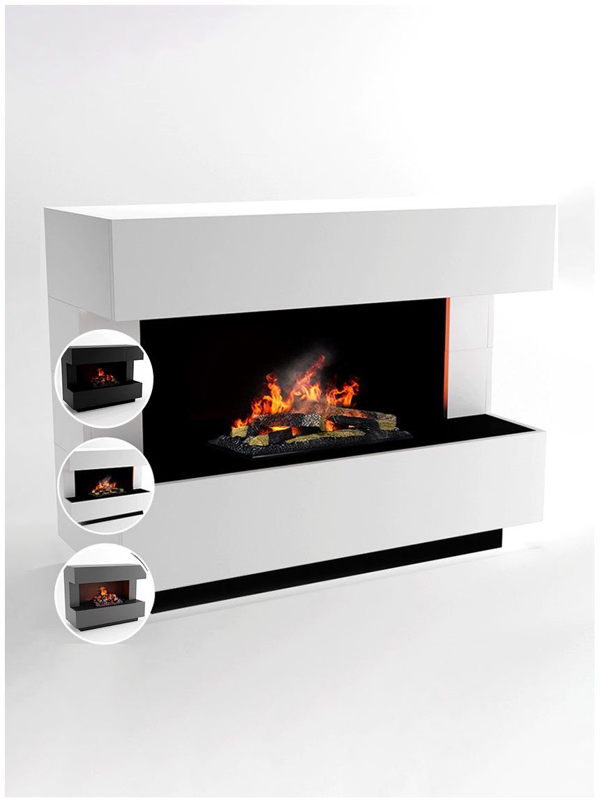 GLOW FIRE Elektrokamin Kant, Wasserdampfkamin mit 3D Feuer mit integriertem Knistereffekt