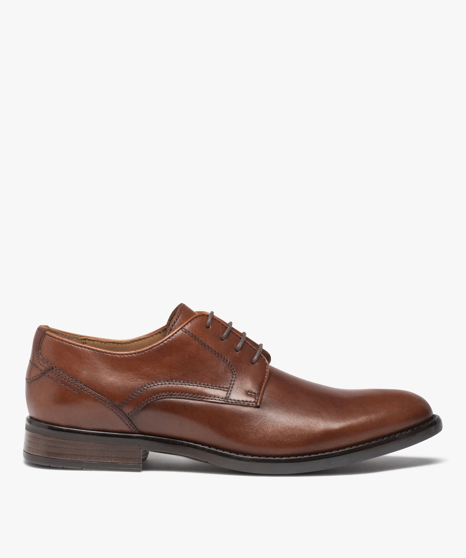 Derbies homme unies en cuir à lacets ronds marron | GEMO