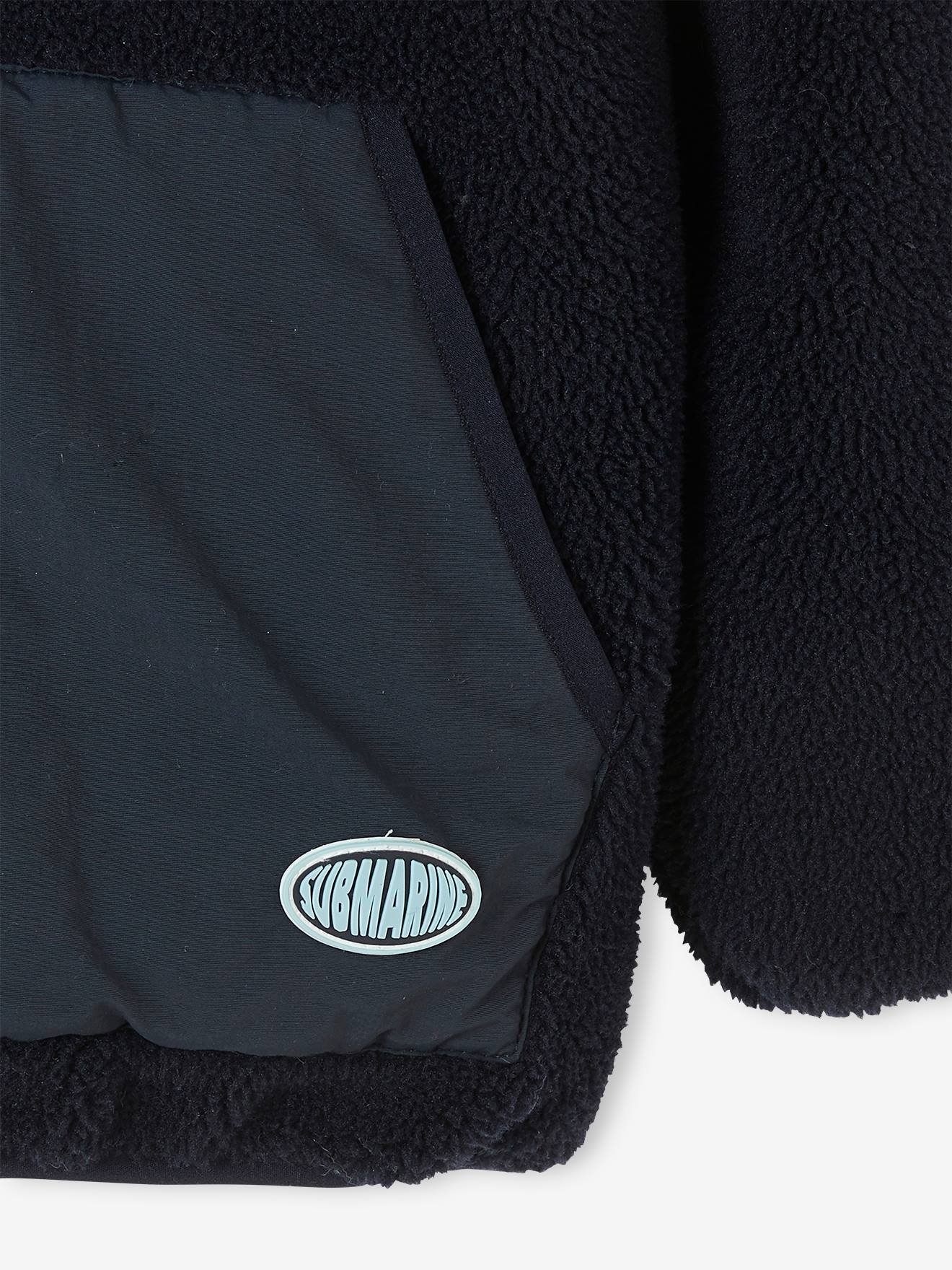 Veste à capuche zippée en sherpa garçon marine