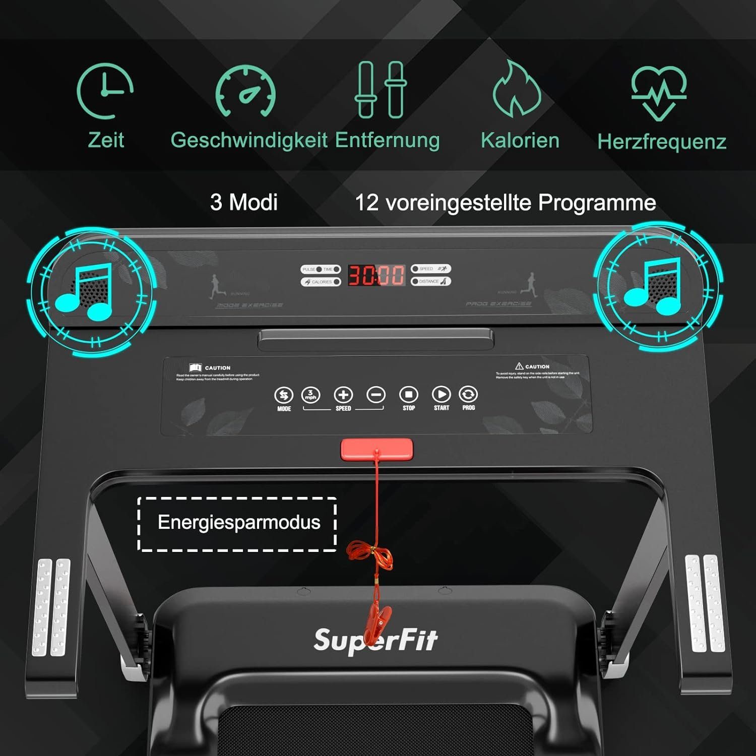 mobvoi Laufband (Laufband Zuhause 0,75 HP Elektromotor 3 Modi & 12 Programme 0-12 km/h), Laufband Zuhause mit 5-lagige, LED Display