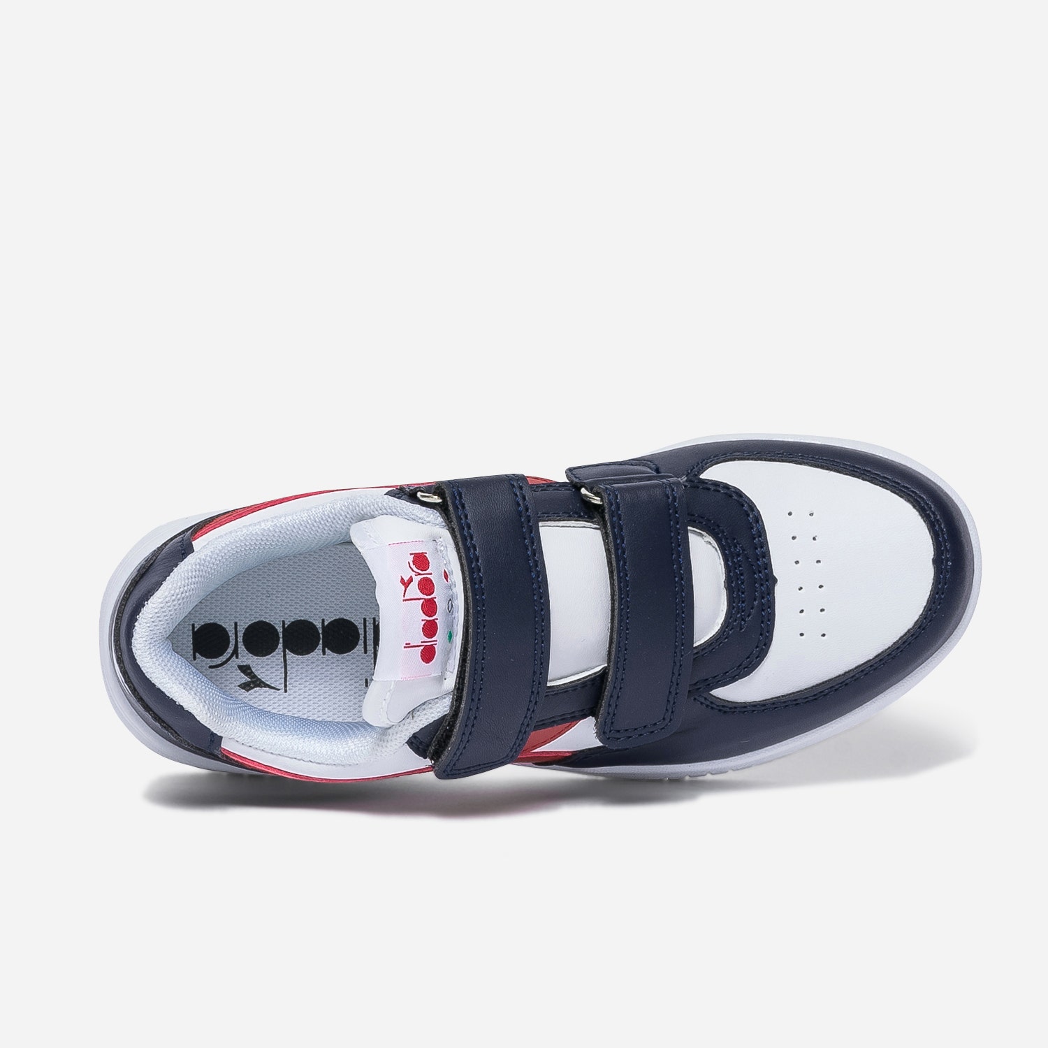 Tennis DIADORA blanche, marine et rouge à scratchs